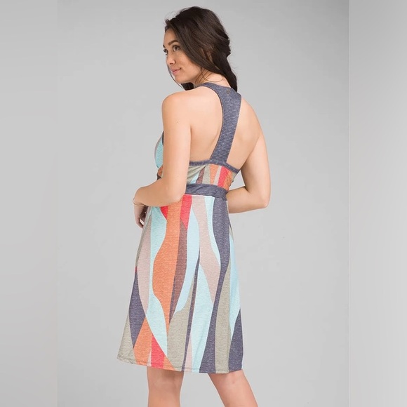 Prana Calexico Dress Sz S Soft Geometric High Neck Stretchy Mini Sundress - Picture 2 of 9